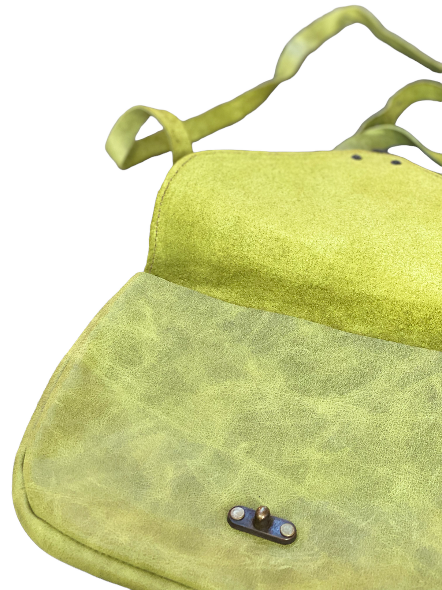 Damska torebka listonoszka - zielona 100% skóra (zamsz)
